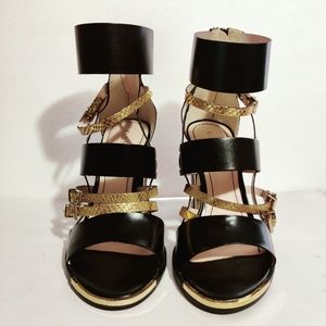 Klub Nico Tuscany Black/Gold Sandals sz 6